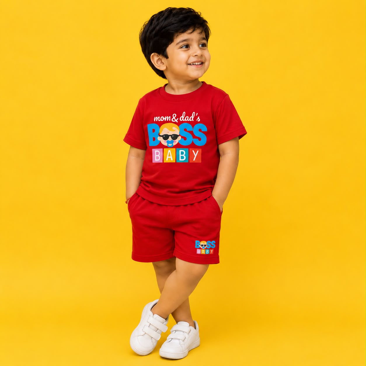 Boys Red Printed co-ord set