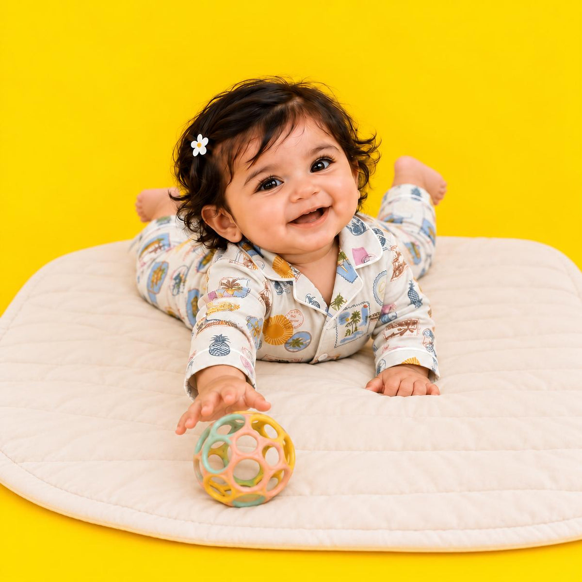 Little Sunshine Printed Cotton Night Suit Set with Matching Bag & Bottle Cover