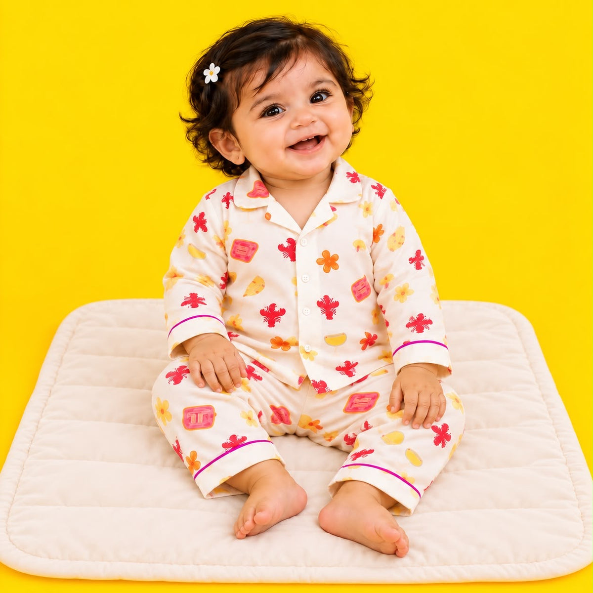 little Bloom Night Suit Set with Matching Bottle Cover & Bag
