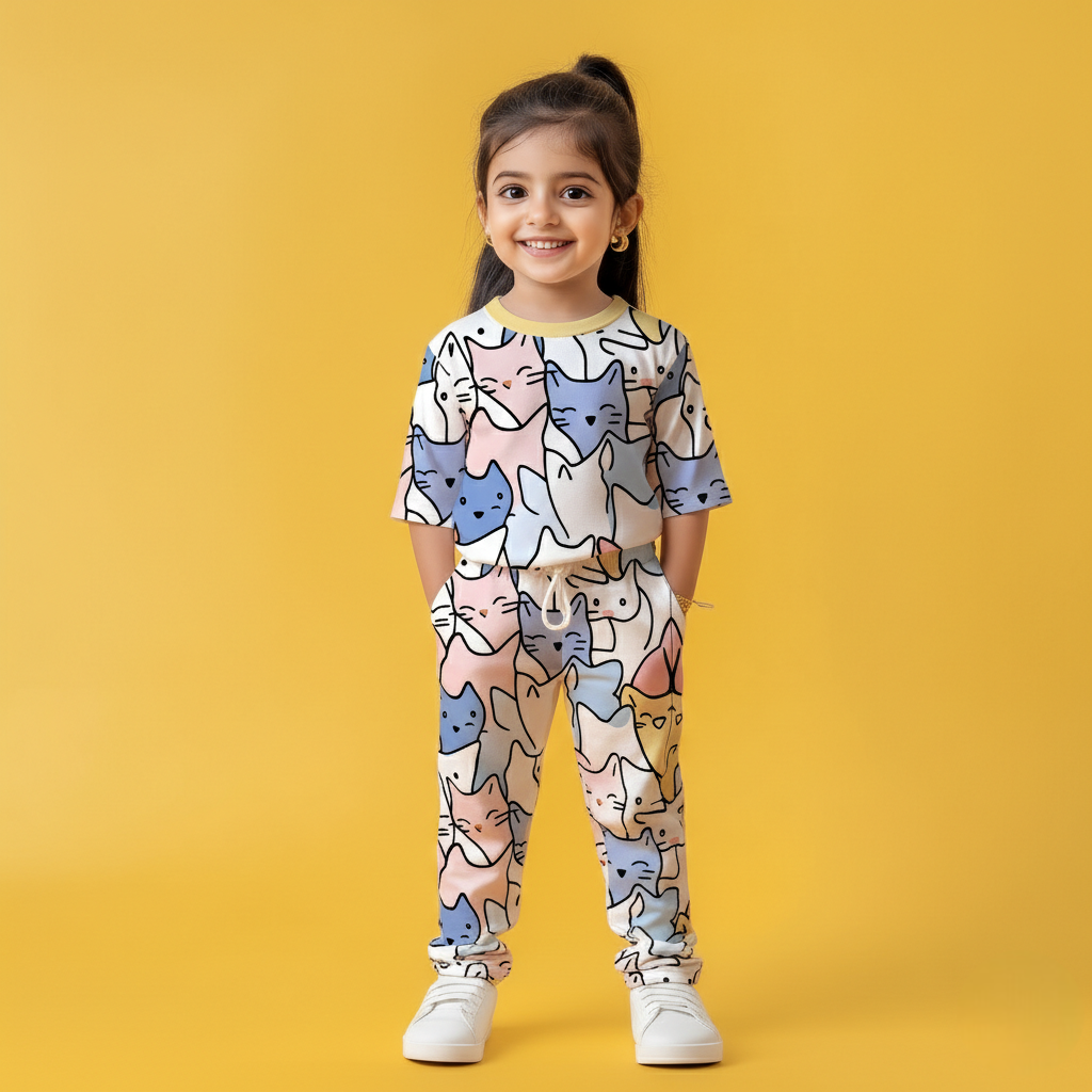 Doodle Cats T-shirt & Jogger Co-ord Set