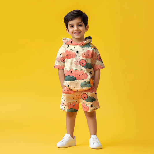 Cloudscape Hoodie & Shorts Kids Co-ord Set