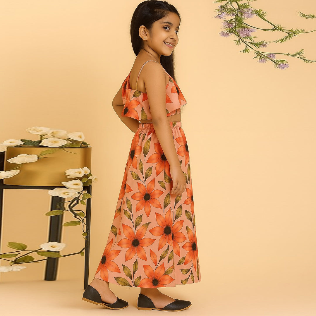 Tropical Floral Silk Cotton Lehenga Set