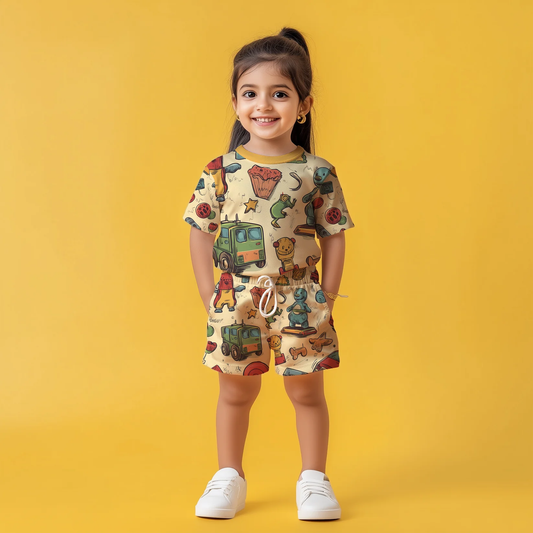 Toy Art T-shirt & Shorts Kids Co-ord Set