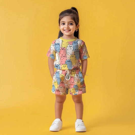 Meow T-shirt & Shorts Co-ord Set