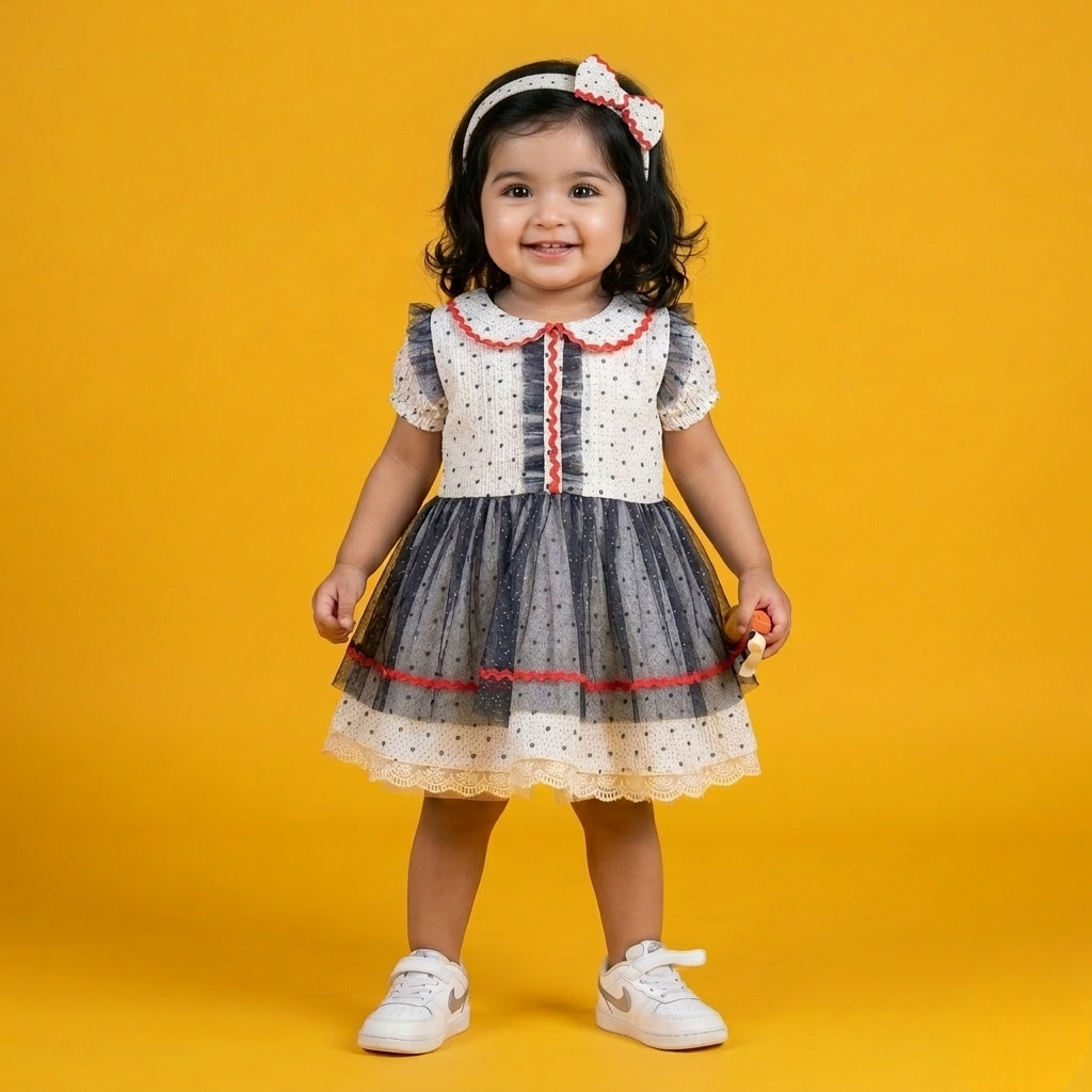 Heart print dress with beautiful lace detailing