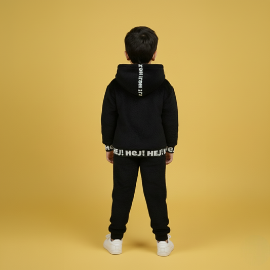 Black Imported Fur Hoodie Set